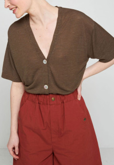 Short sleeves flamed linen cardigan - Tanya