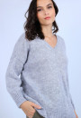 Pull col V avant et arrière en mohair - Simon
