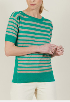 T-shirt en lin cachemire à rayures bicolores - Naria 7321