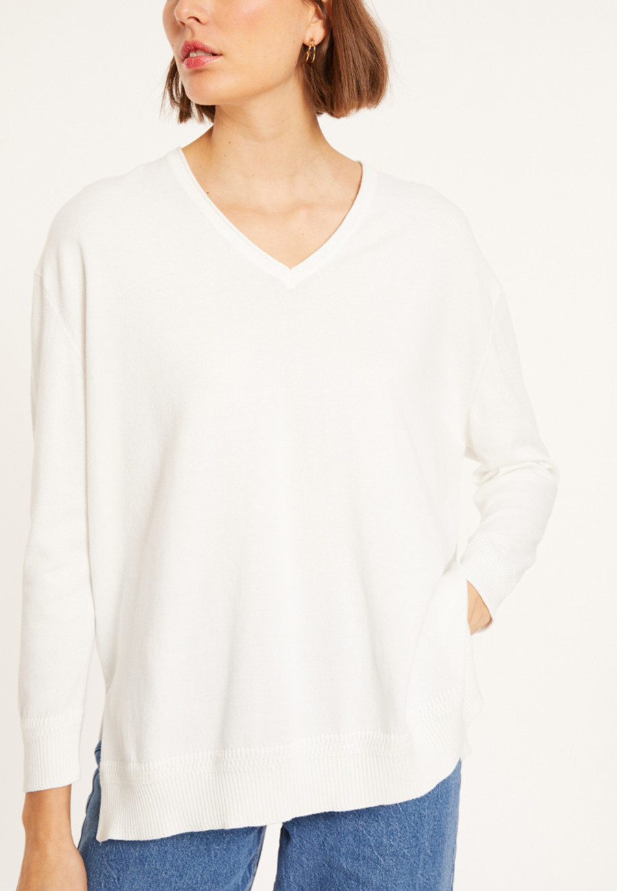 Pull ample col V en coton - Meve