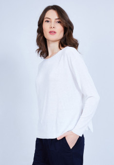 Pull avec fente sur le côté - Camille 6400 Blanc - 02 blanc