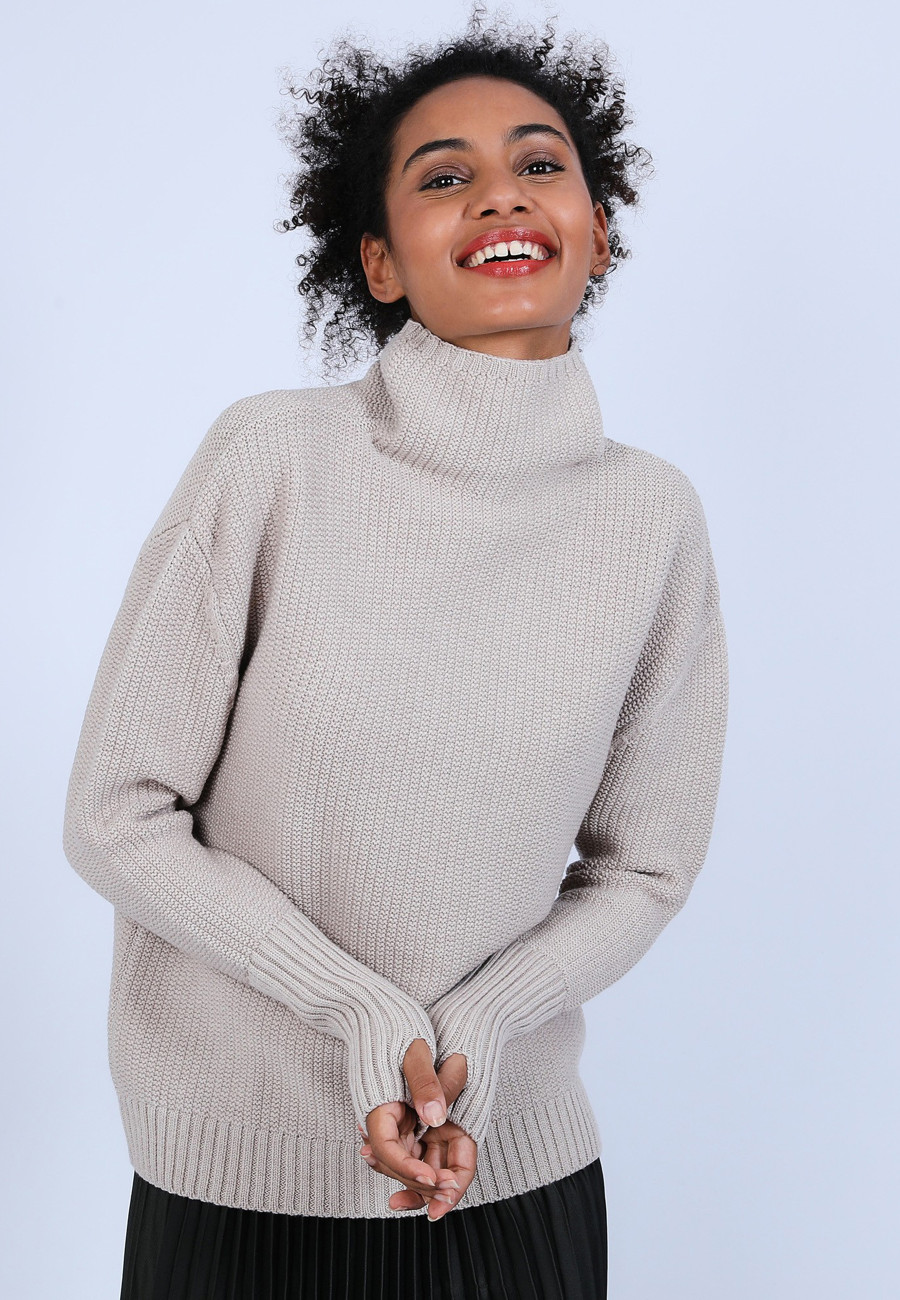 Pull manches extra longues en laine mérinos - Solane