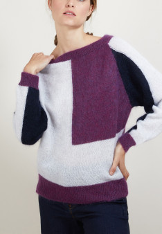 Oversized tricolor mohair sweater - Galva