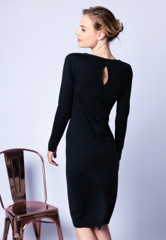 Dress made of wool and silk with back slit - Epopée