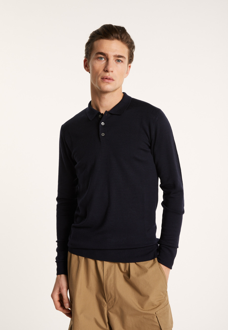 Pull col polo en laine mérinos - Eni