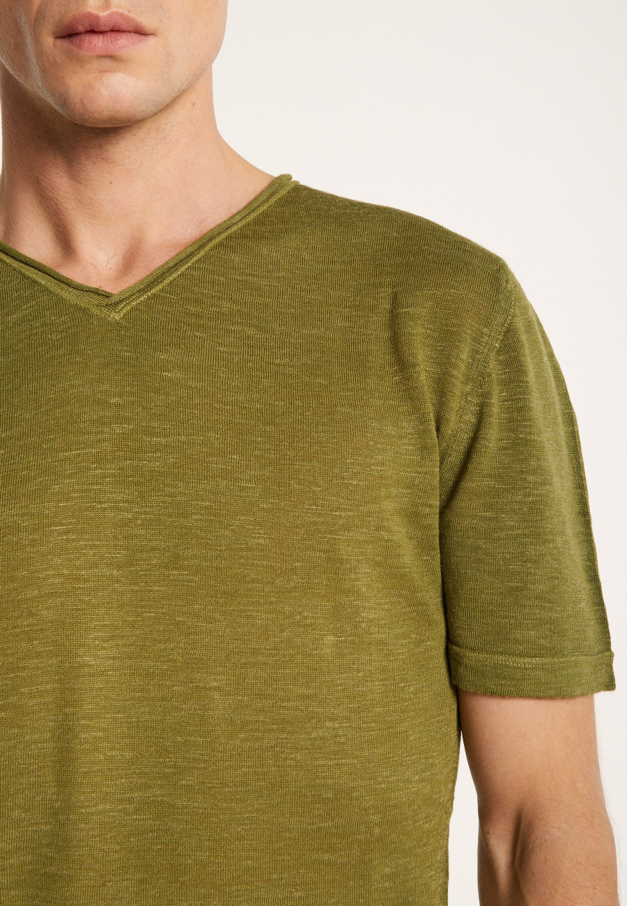 T-shirt col V en lin flammé - Reuben