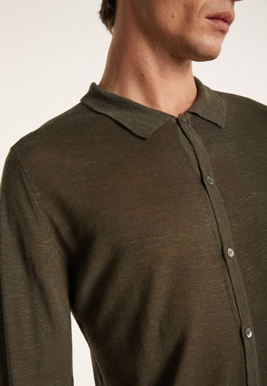 Slub linen button-down shirt - Blason