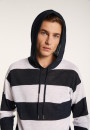 Hoodie bicolore en lin flammé - Philip 7340 sahara/blanc - 13 Beige moyen