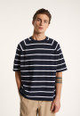 T-shirt en coton à rayures - Patrick 7360 blanc/rubis/sahara - 02 Blanc