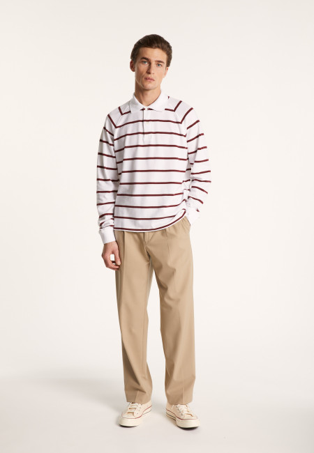 Long-sleeved striped cotton polo shirt - Pavell