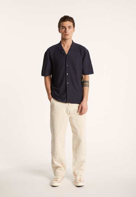 Short-sleeved cotton and linen shirt - Igino