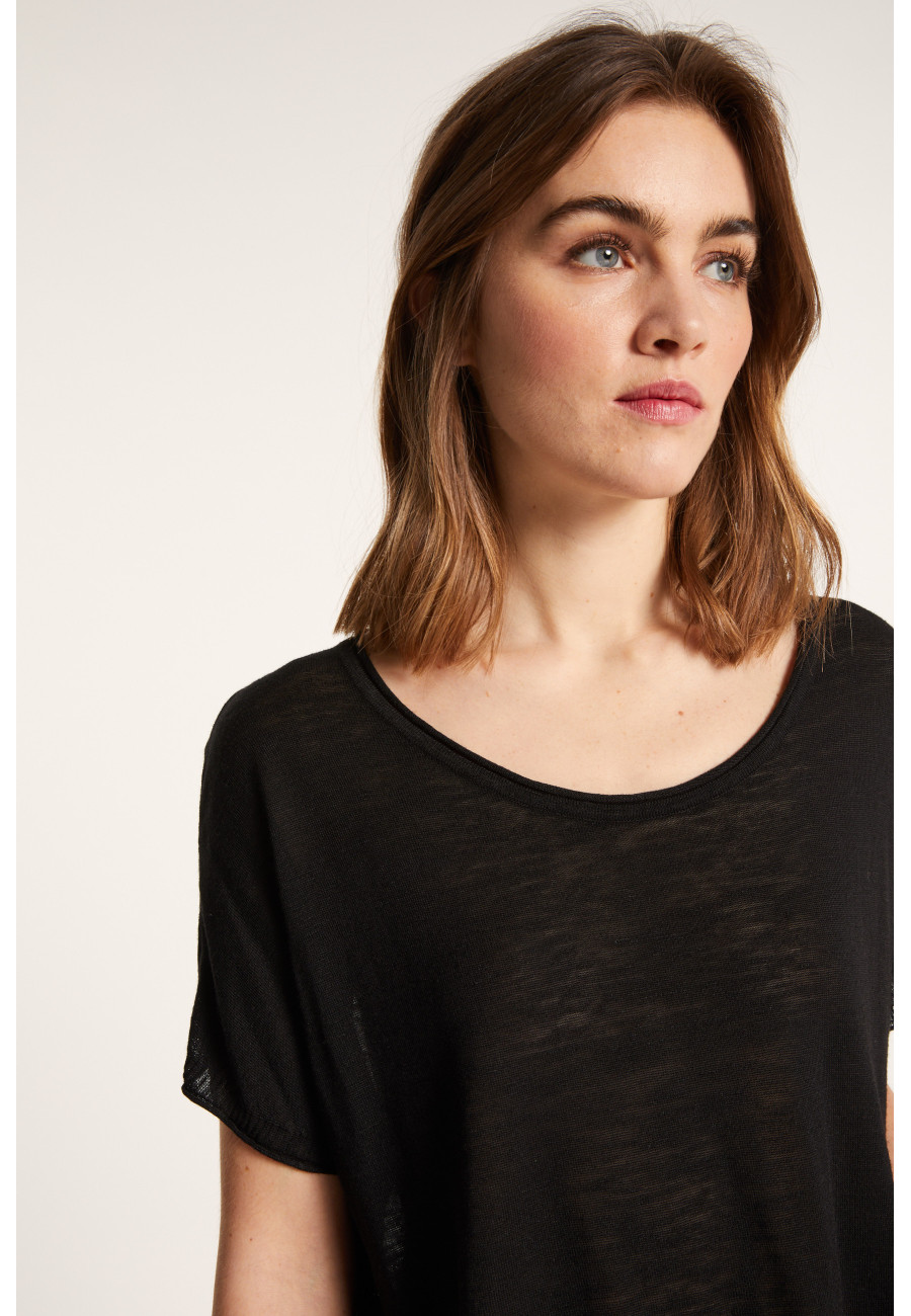 T-shirt col rond en lin flammé - Loli