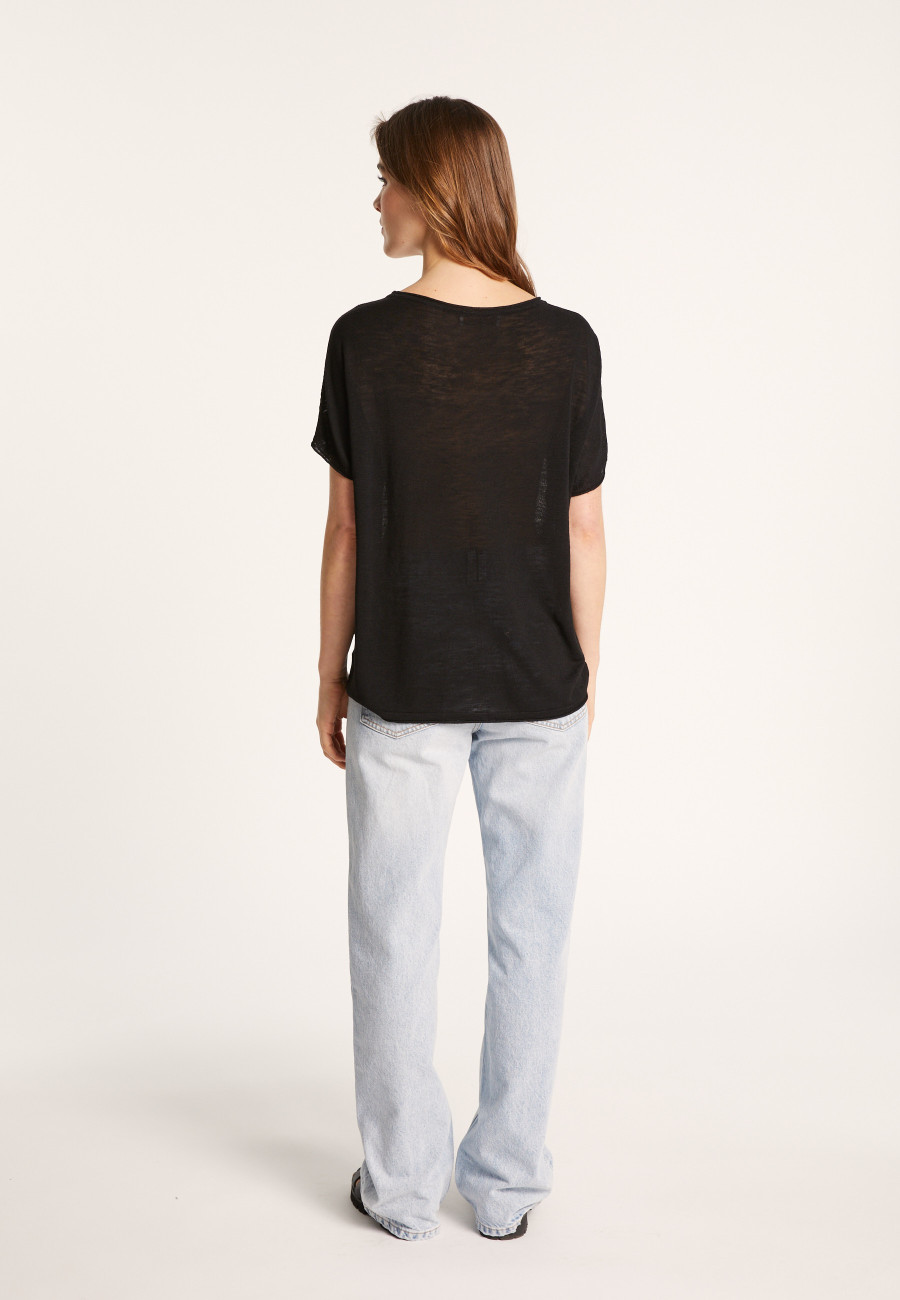 T-shirt col rond en lin flammé - Loli