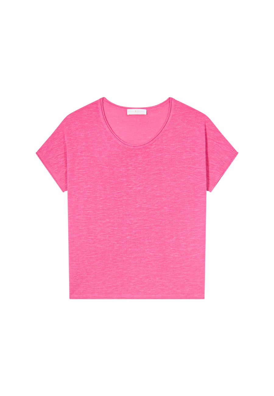 T-shirt col rond en lin flammé - Loli