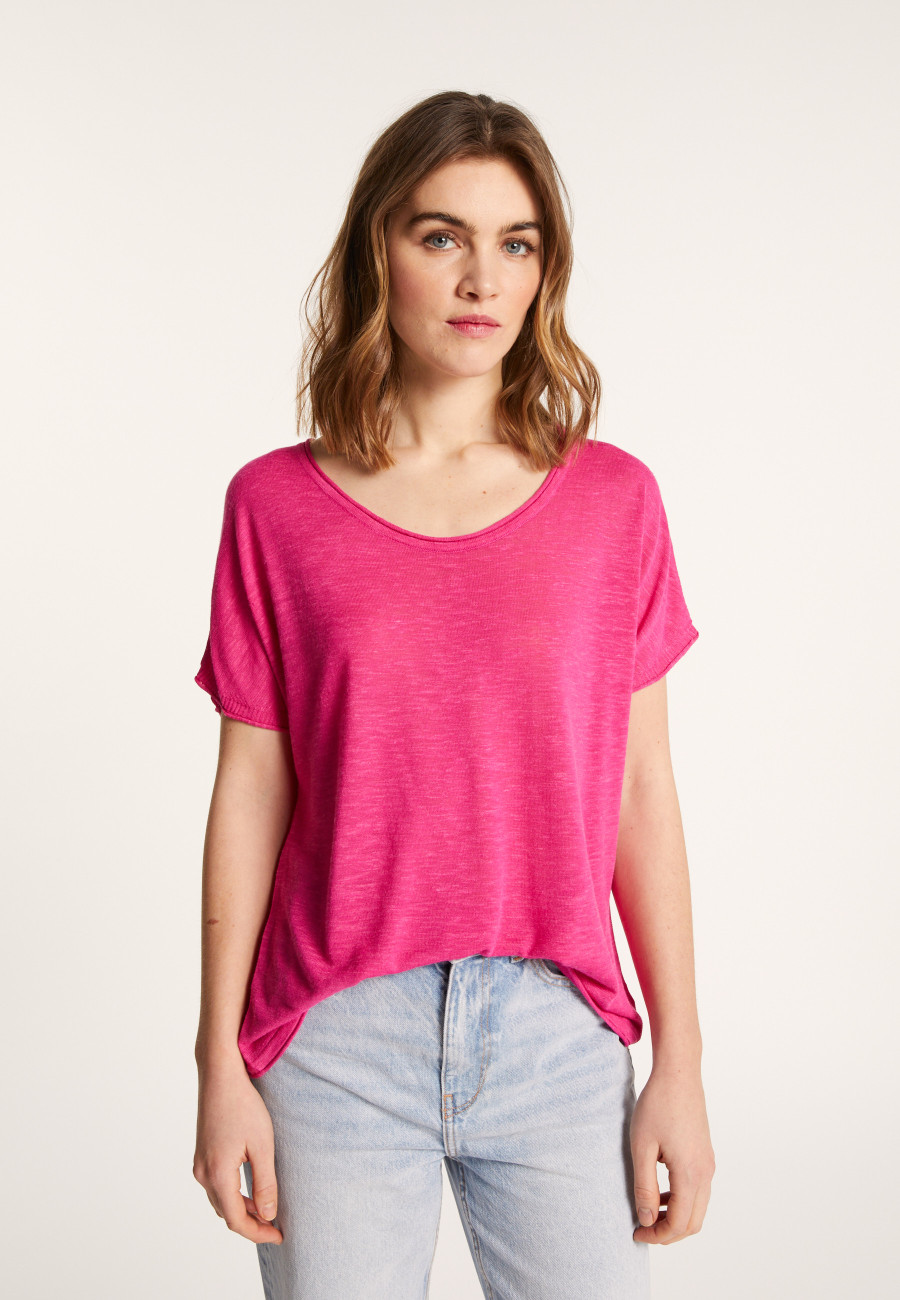 T-shirt col rond en lin flammé - Loli