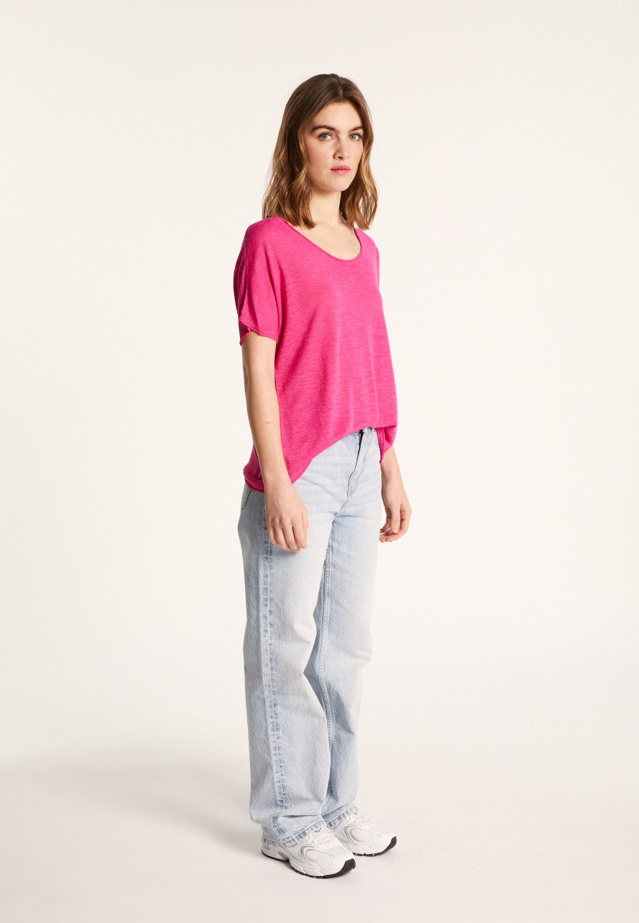 T-shirt col rond en lin flammé - Loli