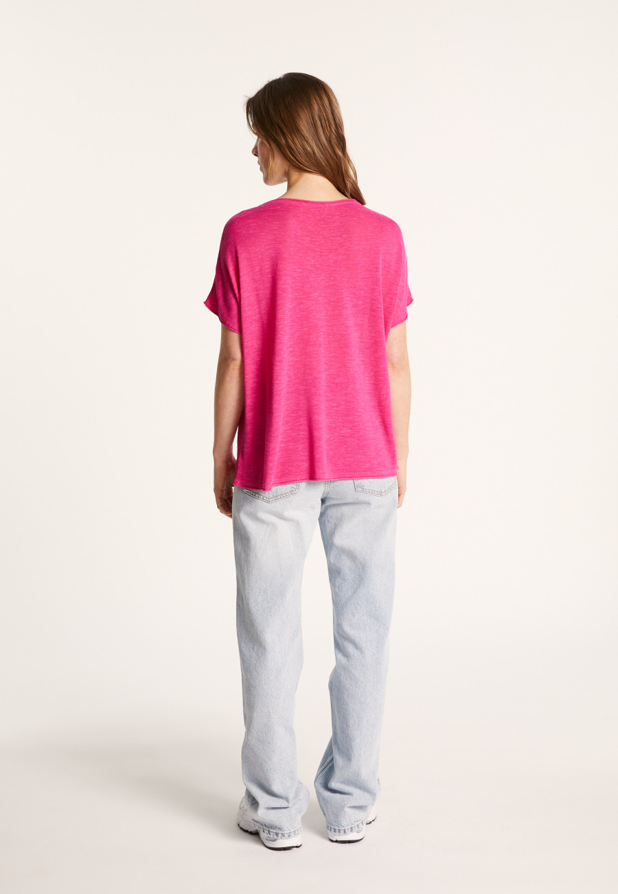 T-shirt col rond en lin flammé - Loli