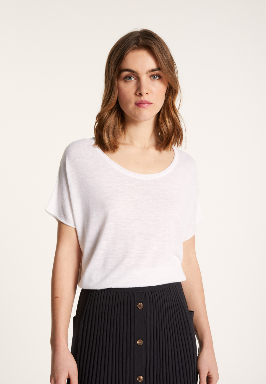 T-shirt col rond en lin flammé - Loli