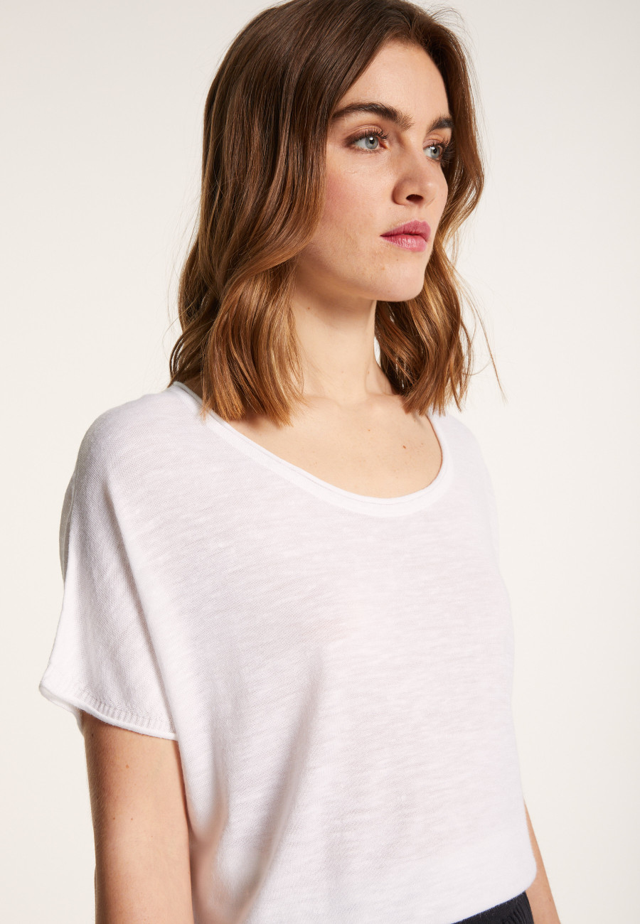 T-shirt col rond en lin flammé - Loli