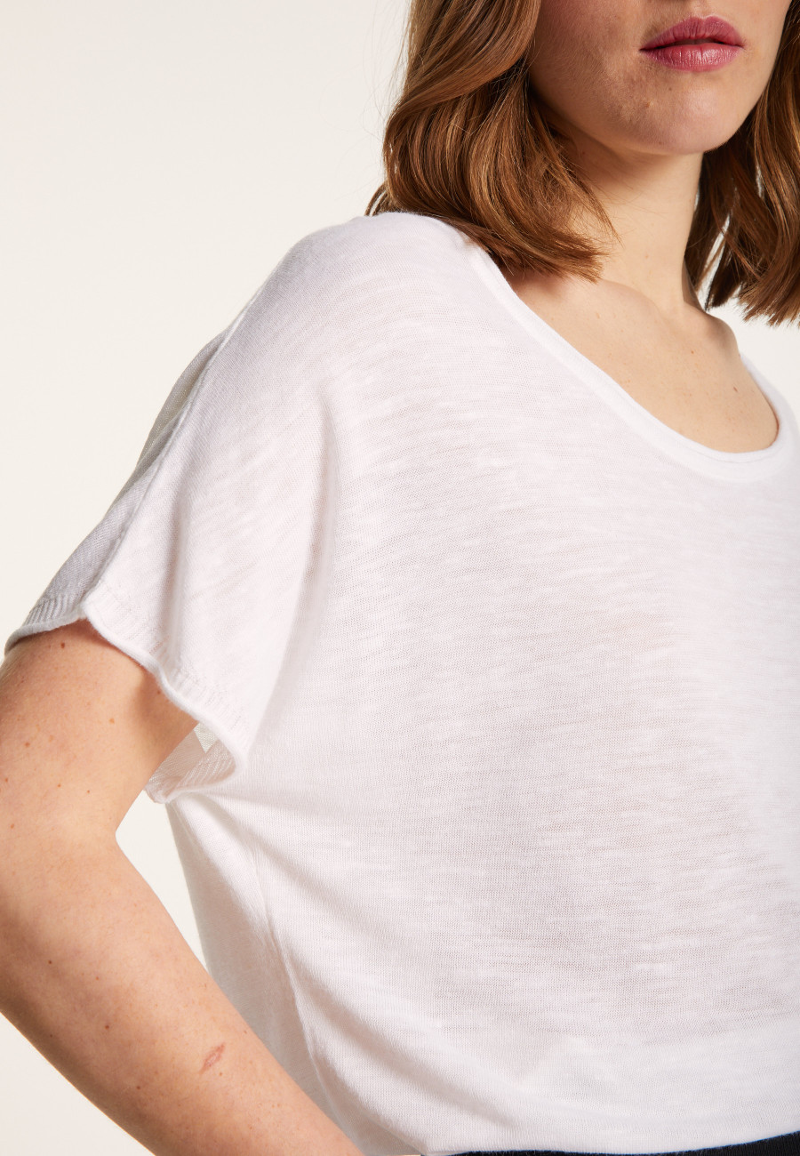 T-shirt col rond en lin flammé - Loli