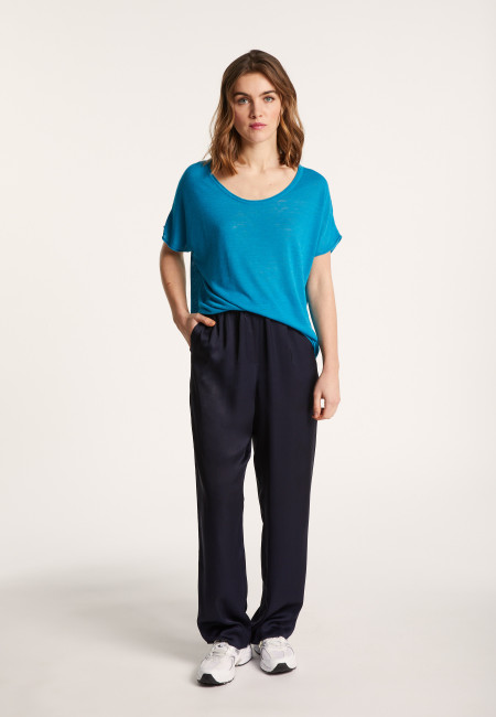 Round-neck slub linen T-shirt - Lola