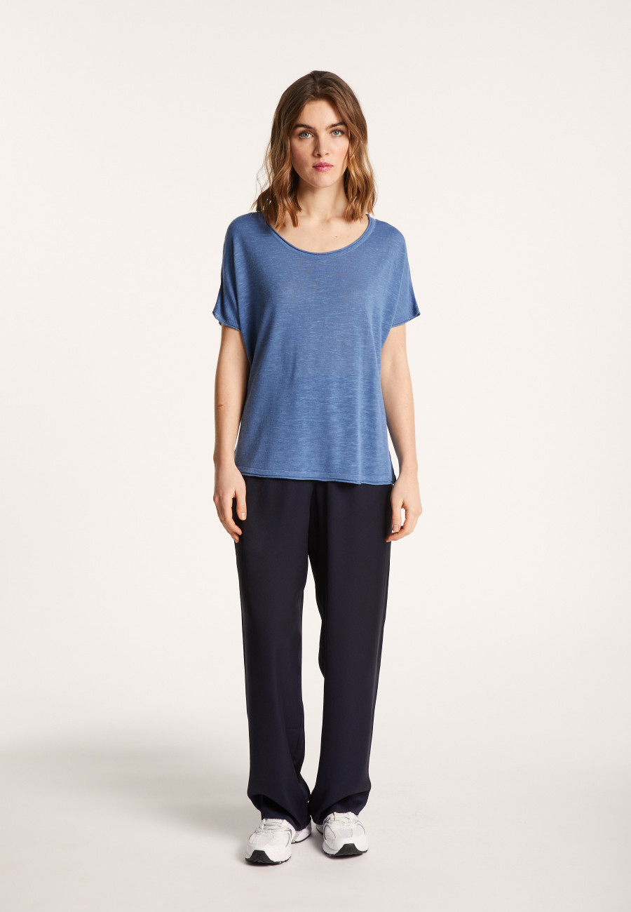 T-shirt col rond en lin flammé - Loli