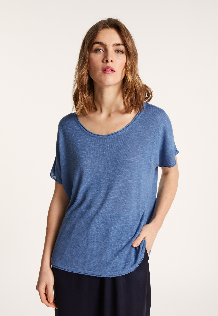 T-shirt col rond en lin flammé - Loli