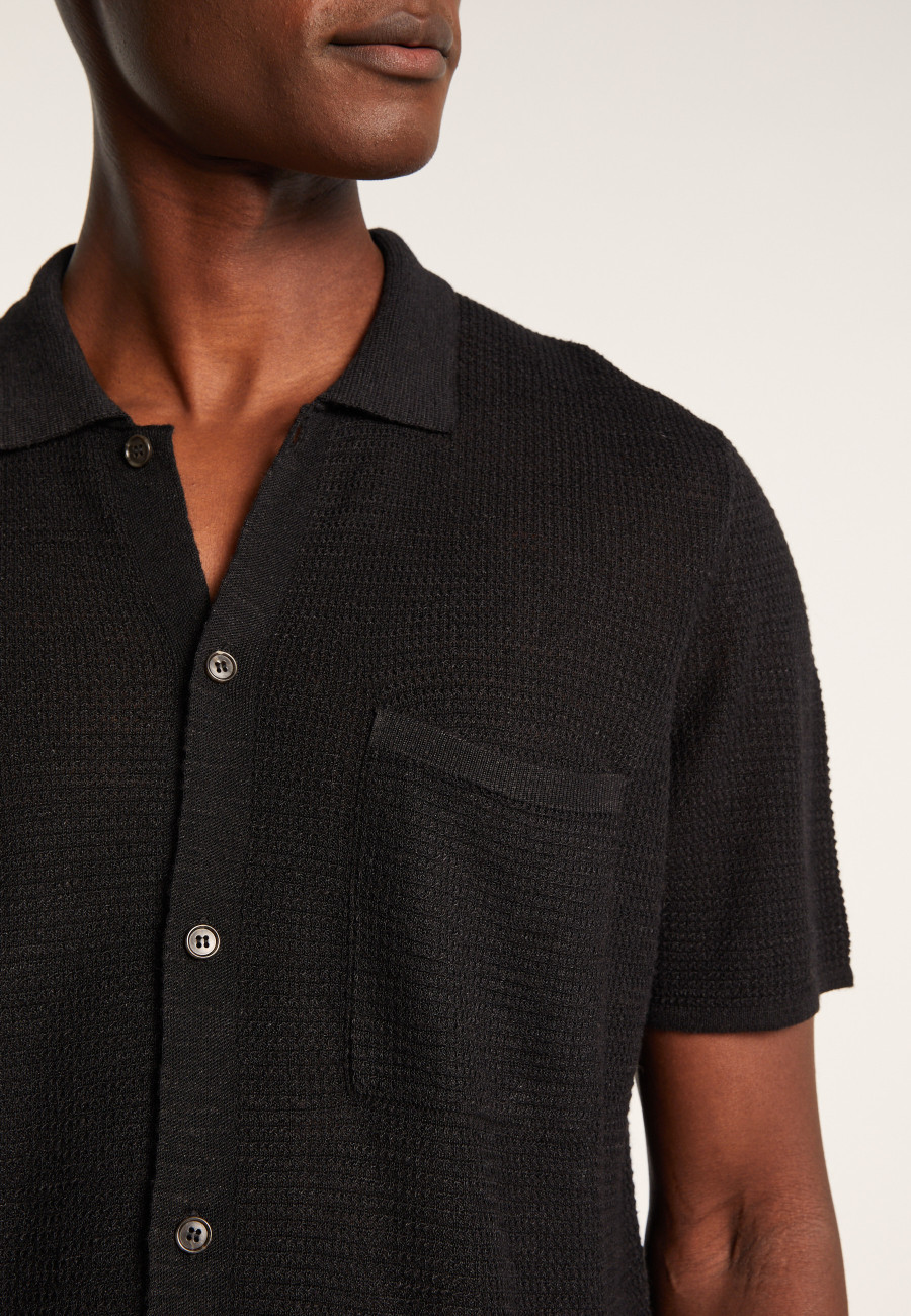 Short-sleeved flamed linen shirt - Icarus