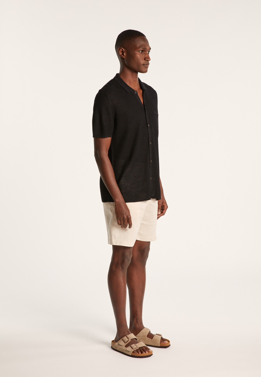 Short-sleeved flamed linen shirt - Icarus