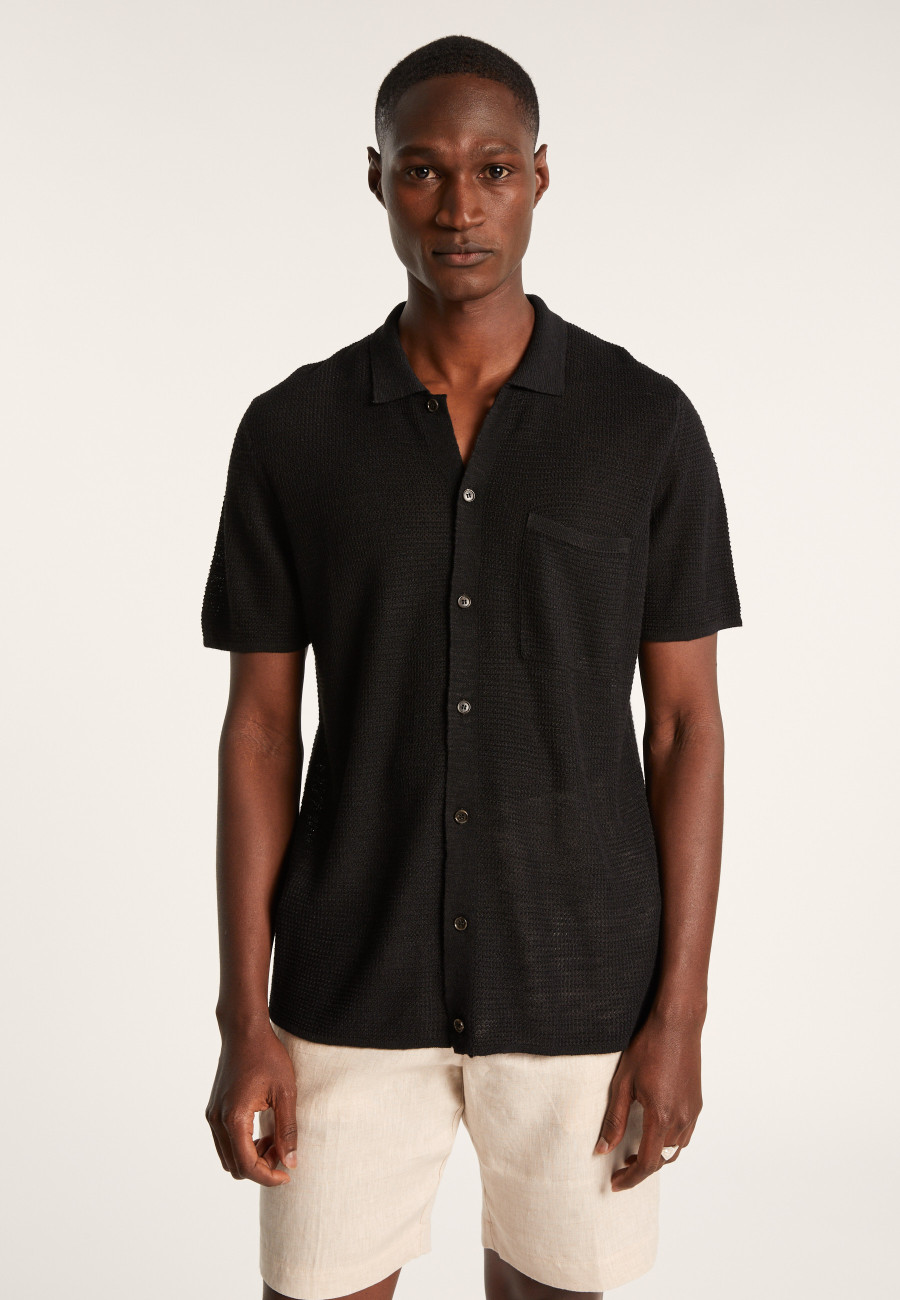 Short-sleeved flamed linen shirt - Icarus