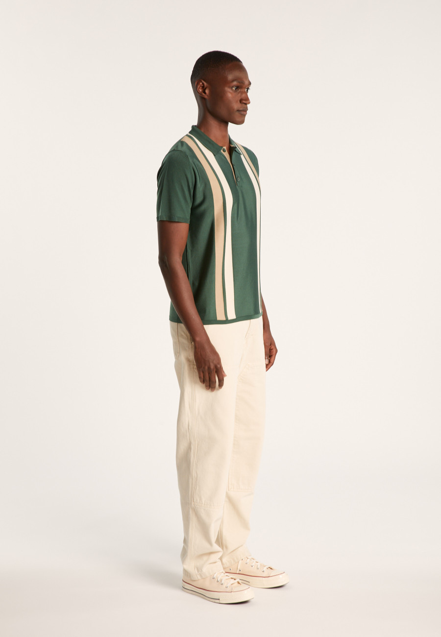 4 vertical stripes polo shirt in Fil Lumière - Ilann