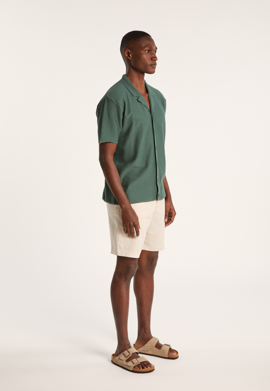 Short-sleeved cotton and linen shirt - Igino
