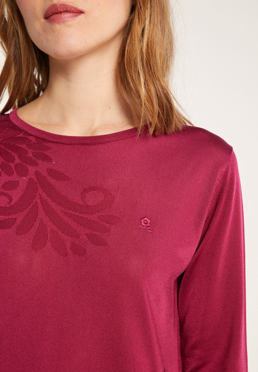 T-shirt manches coudes en Fil Lumière à motifs - Erica 0333 violette - 18 Violet foncé