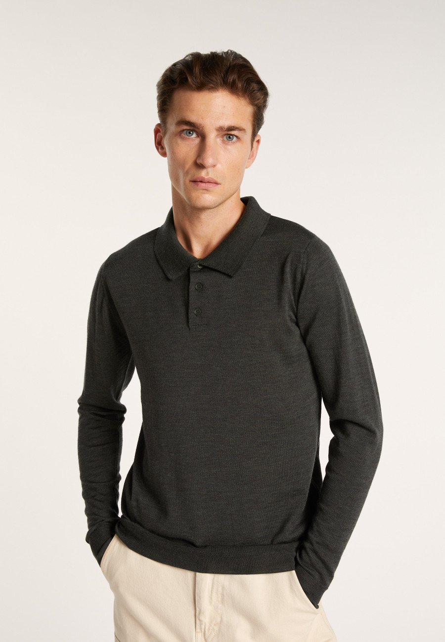 Polo collar sweater in wool - Eni