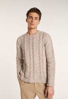 Pull à torsades fantaisie - Lizio 6546 blanc chine - multicolore 