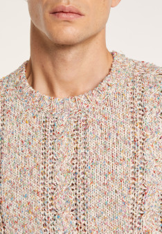 Pull à torsades fantaisie - Lizio 6546 blanc chine - multicolore 