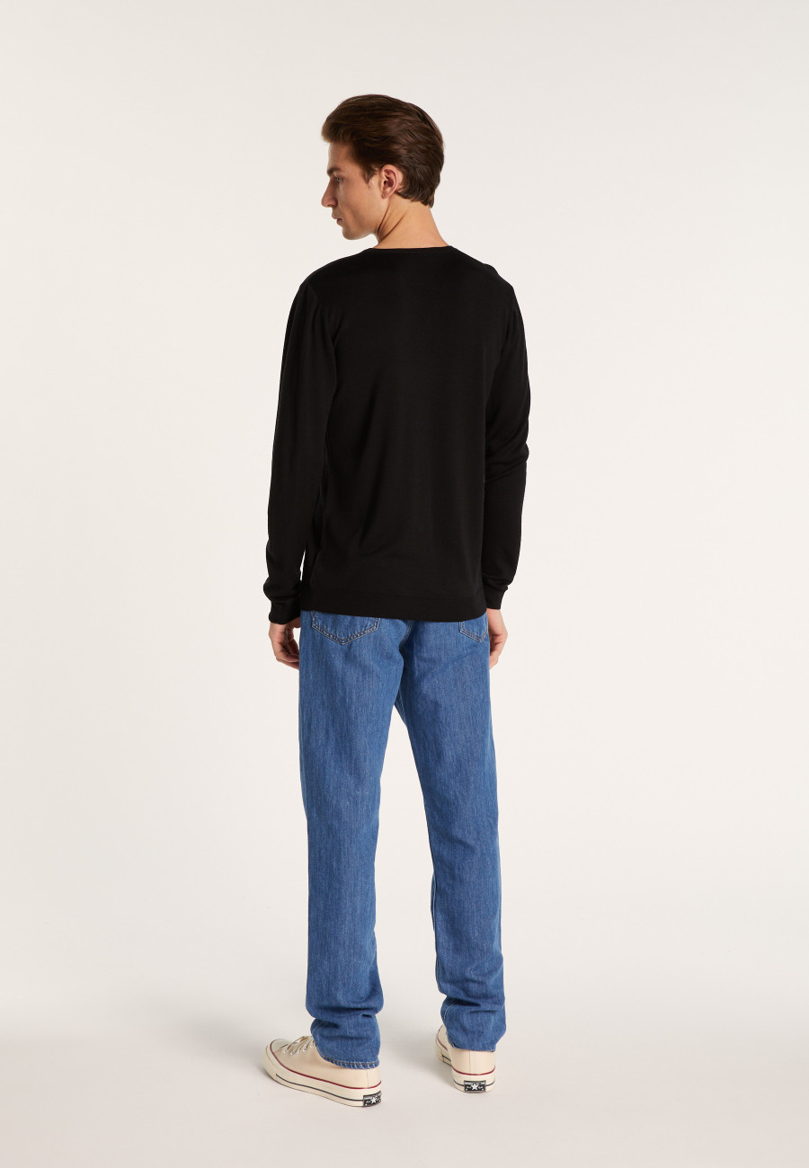 Pull col V en laine et soie - Basil