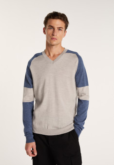 Pull bicolore col V en laine - Ruben