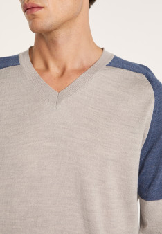 Pull bicolore col V en laine - Ruben