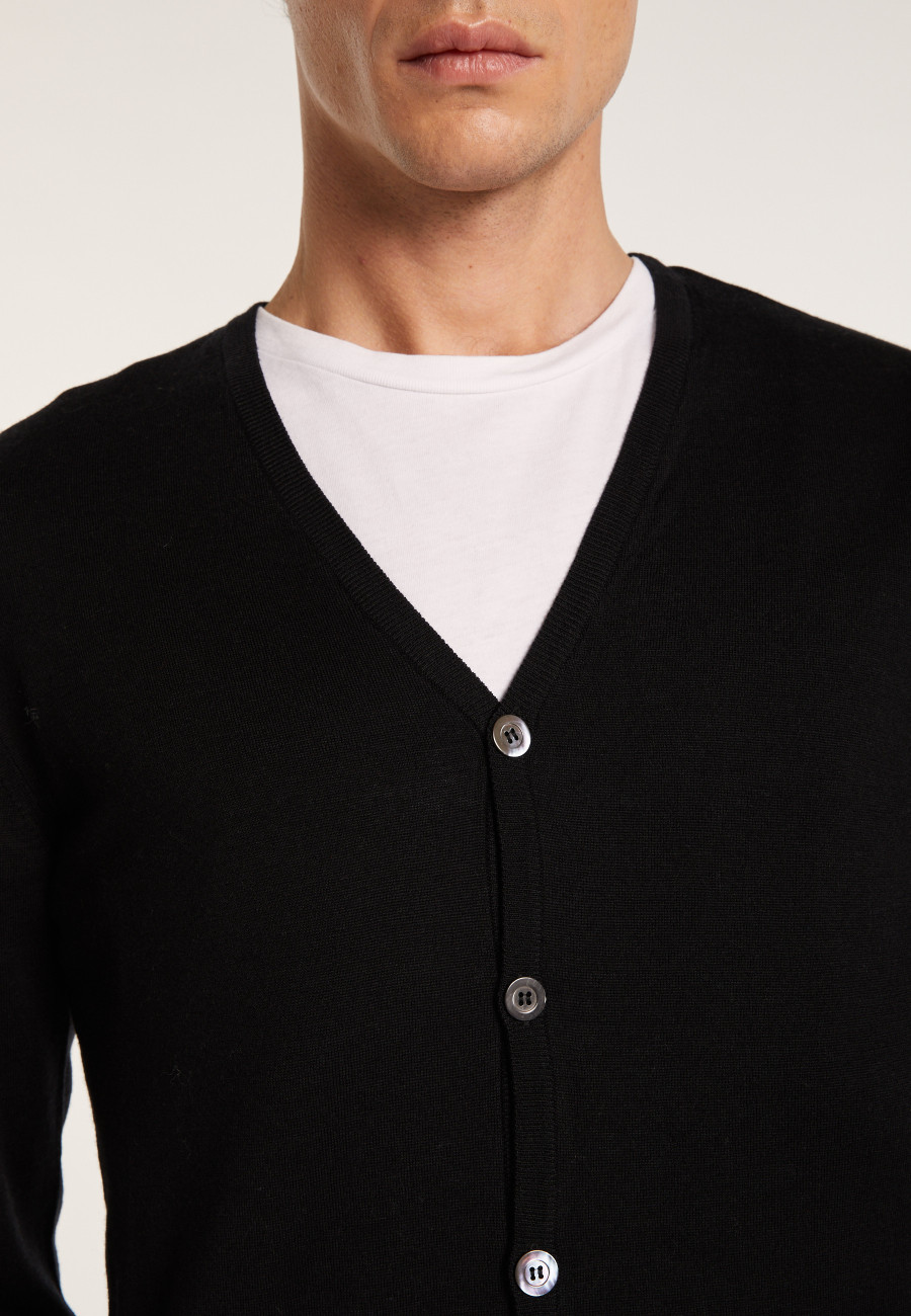 Gilet boutonné en laine mérinos - Etienne