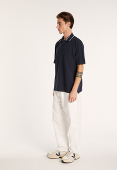 Cotton polo shirt with two-tone collar - Bistro