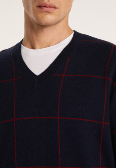 Checkered cashmere V-neck sweater - Arthur
