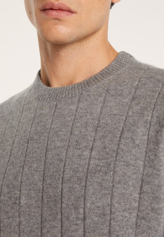 Round-neck cashmere sweater in checkered mesh - Alexis