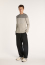 Pull bicolore en coton Bertrand 6219 Gris chiné clair - 11 Gris clair