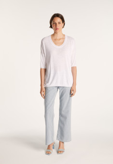 Loose round-neck slub linen T-shirt - Mairena