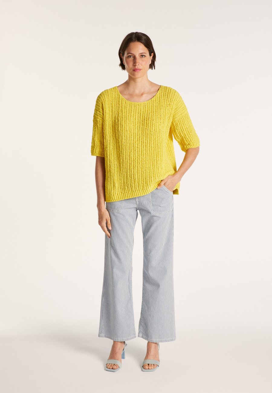 Petit pull en coton manches courtes - Marcelin 6461 acacia - 08 jaune