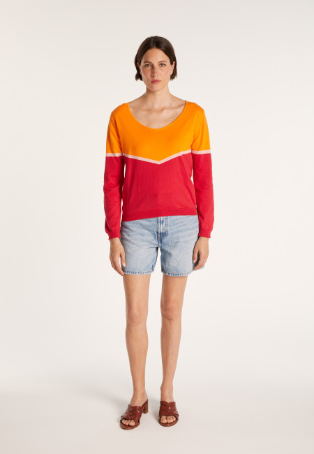 Tricolor cotton sweater - Audrey