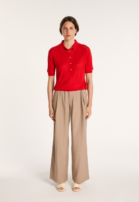 Short-sleeved polo shirt in silk - JOURDAN