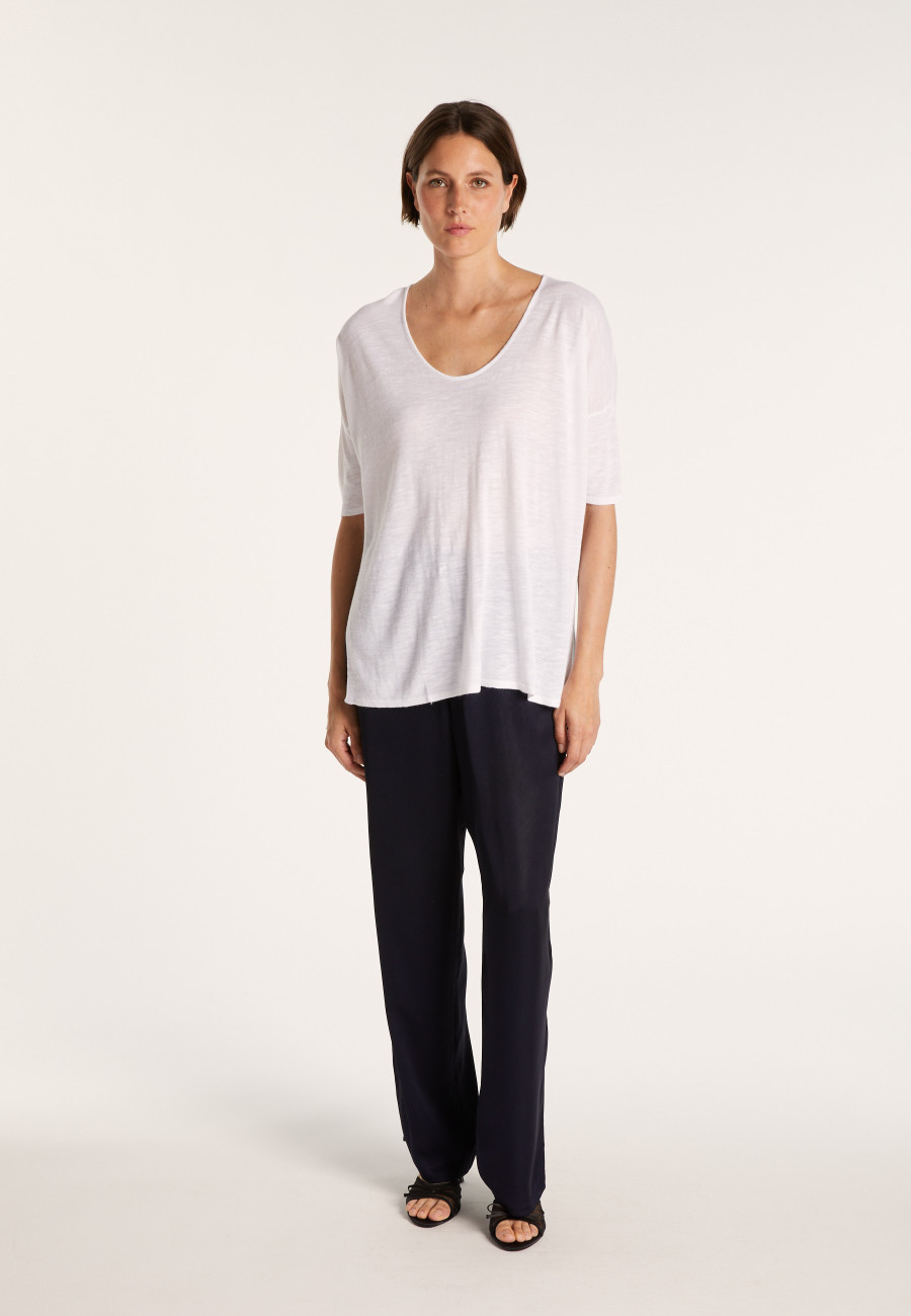 T-shirt oversize en lin flammé - Batalya 6800 blanc - 02 Blanc