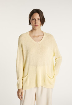 Pull ample col V - Nima 6462 mimosa - 08 jaune